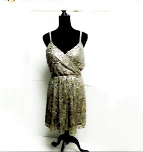 Express womens sequence gold dress